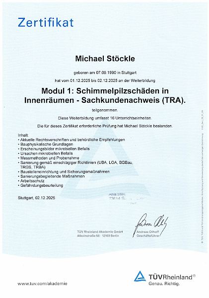 Zertifizierung Schimmelsanierung